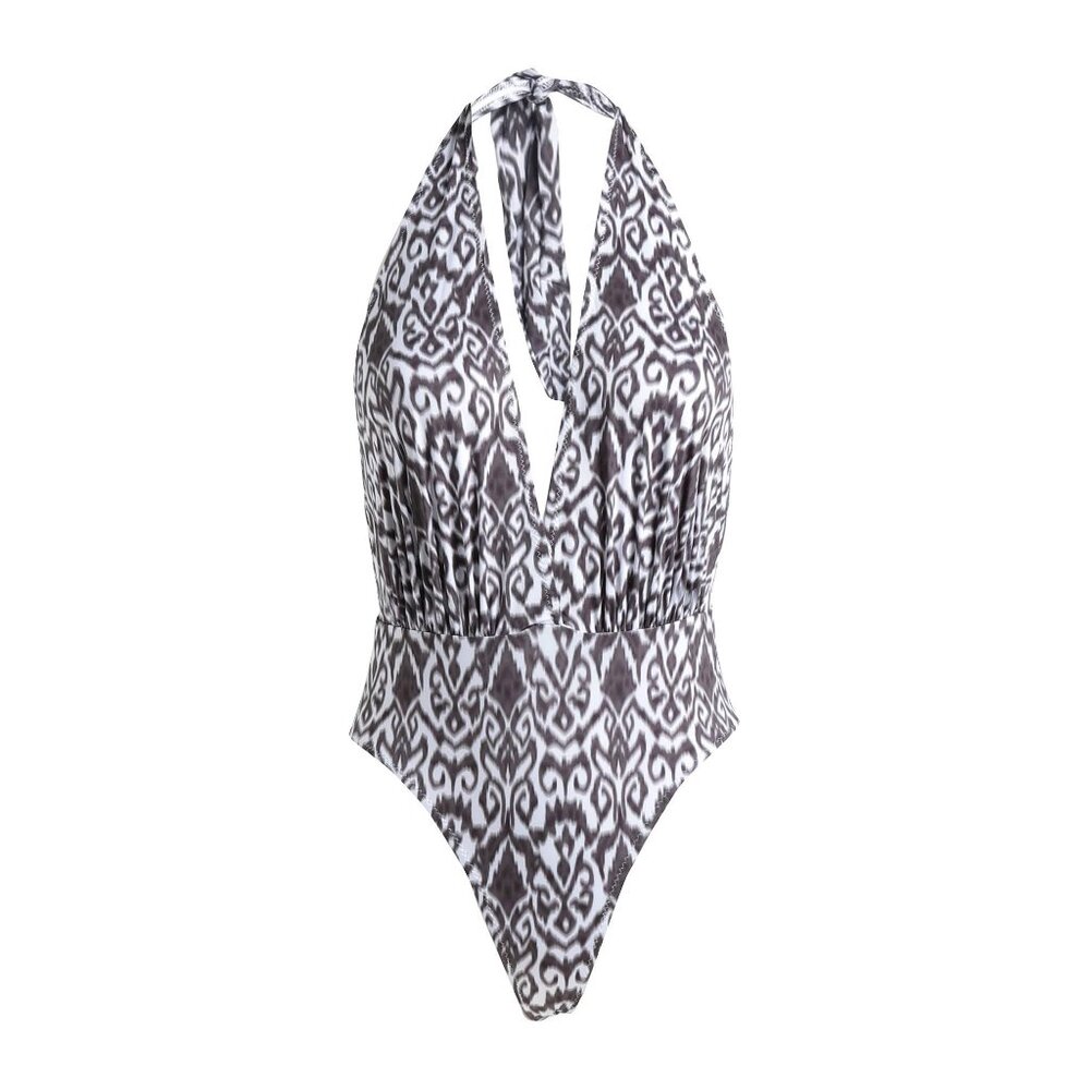 SOALLURE Black and White One-piece swimsuit with bag